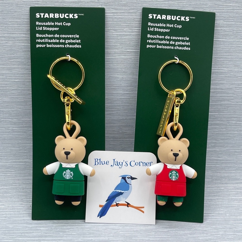 Starbucks Bearista Stopper Keychain for Reusable Cup Christmas 2025 Set of 2